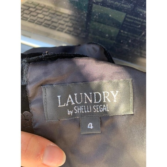 Laundry by Shelli Segal Black Sequin Striped Dress - Picture 11 of 11